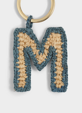 Natural Raffia Letter M Charm Keyring - Keychains & Charms | 