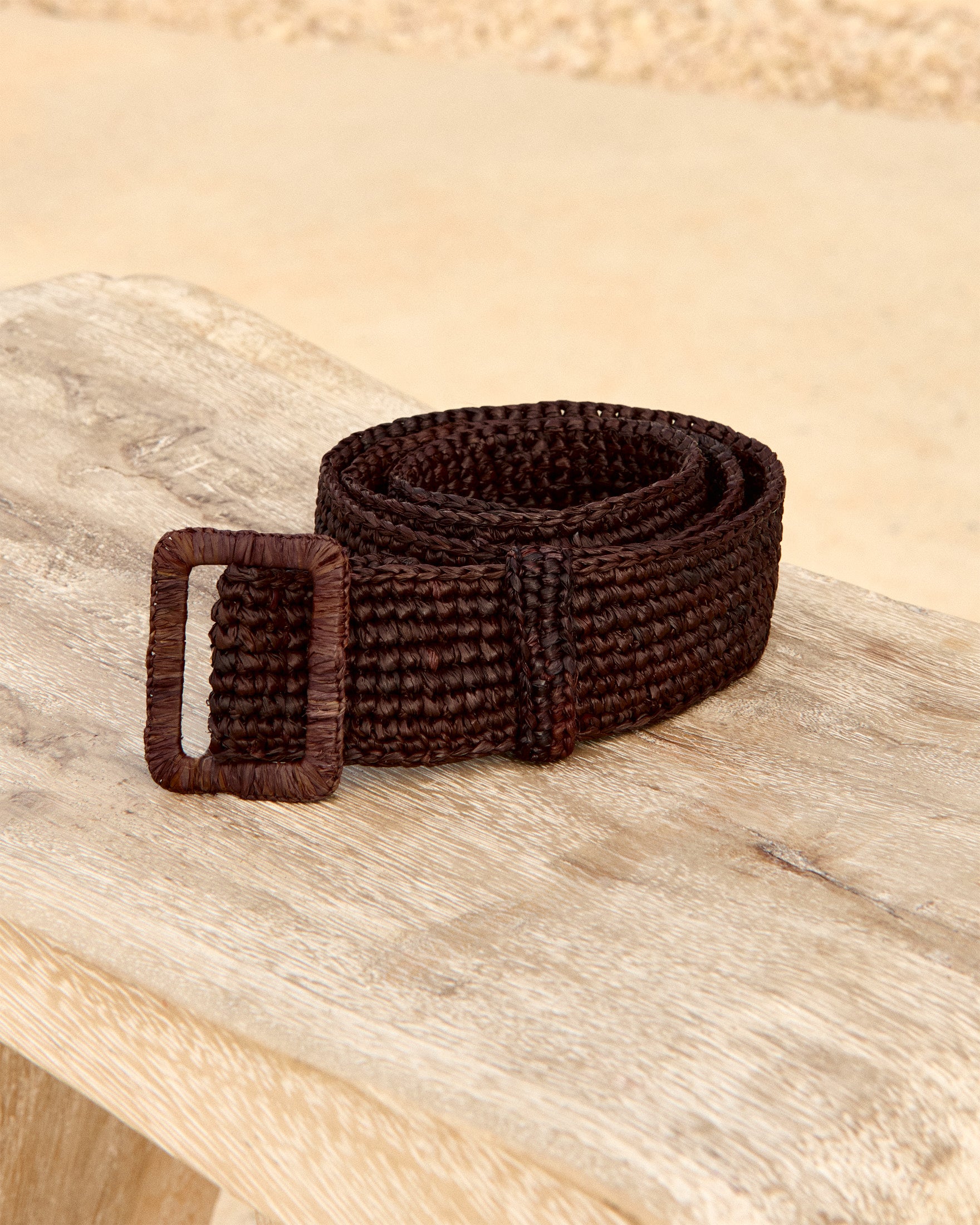 Manebí Natural Raffia Belt - Chocolate