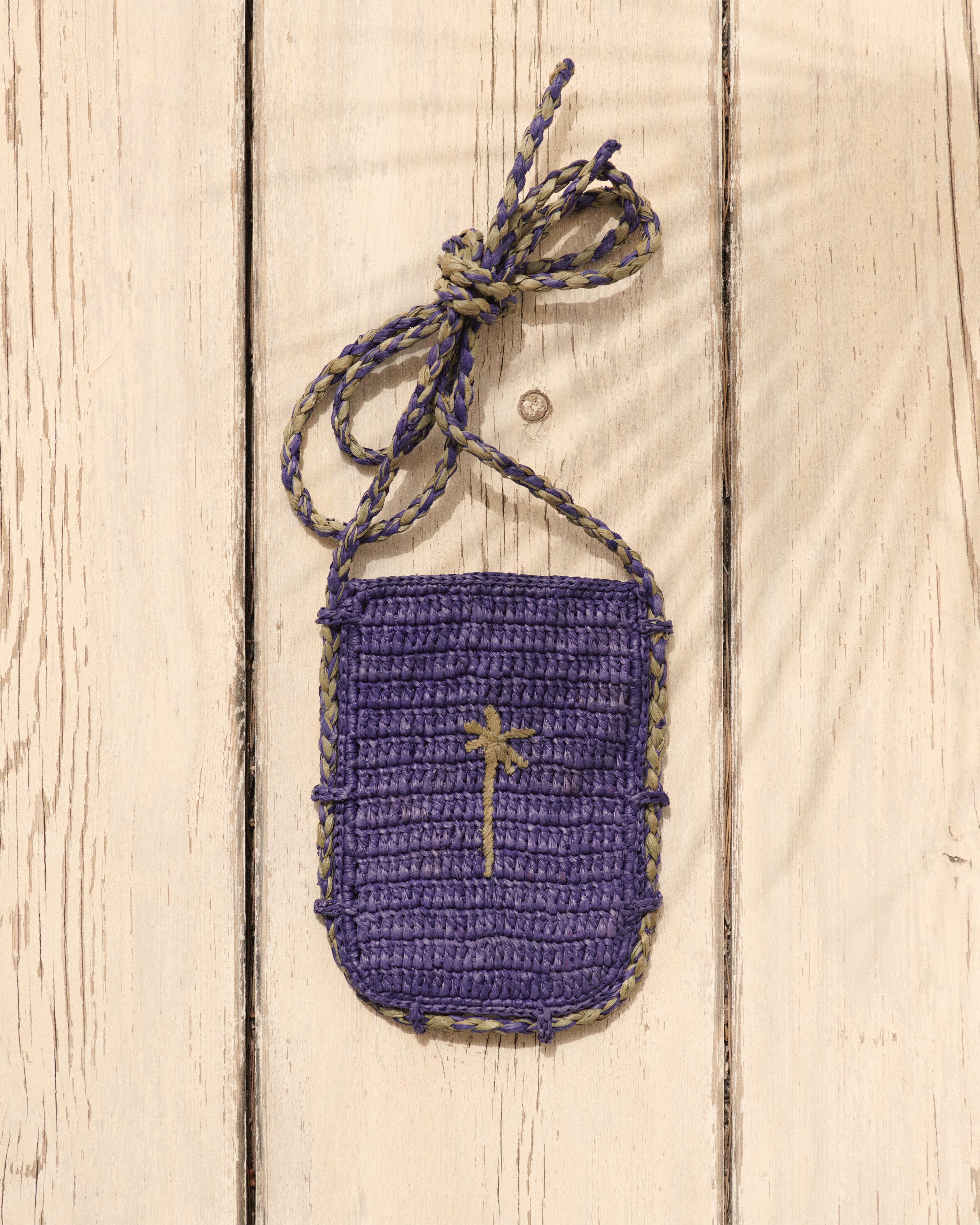 Manebí Raffia Phone Case - Summer Purple With Mineral Green Palm