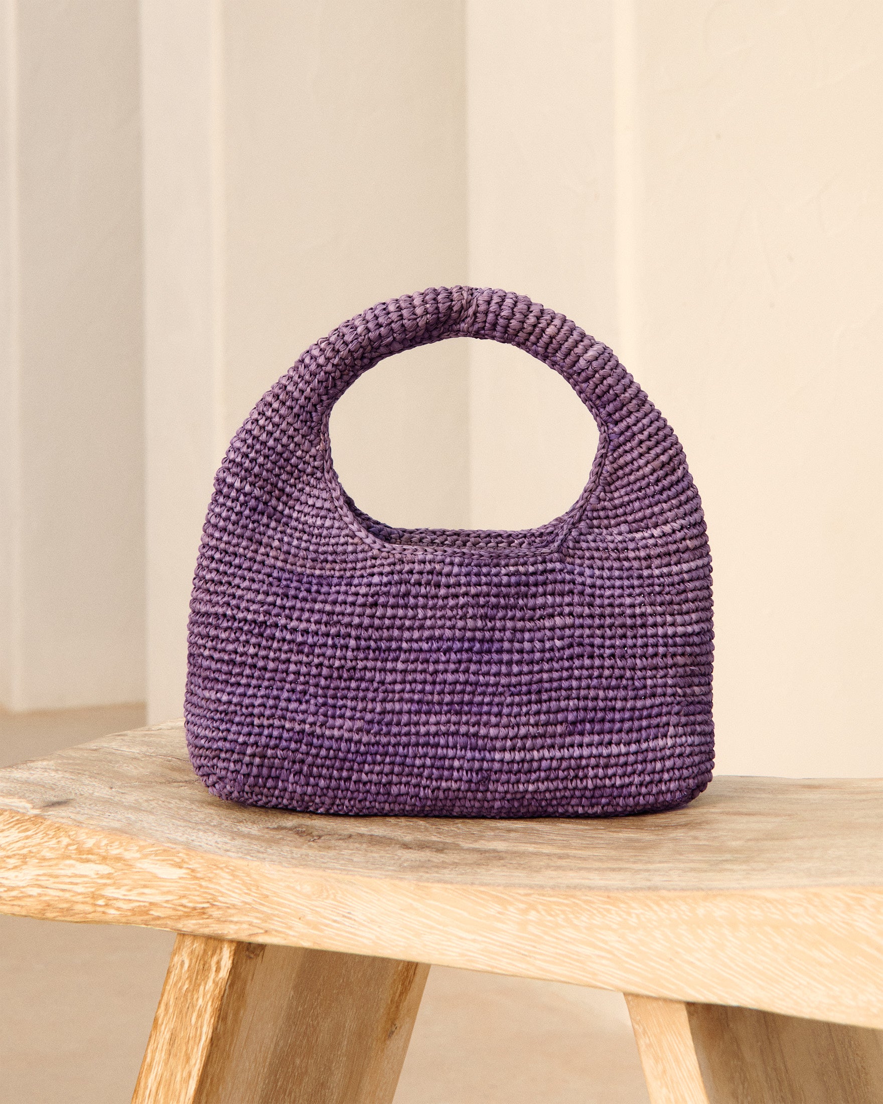 Manebí Raffia Halfmoon Bag - Summer Purple