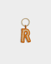 Natural Raffia Letter R Charm Keyring - Keychains & Charms | 