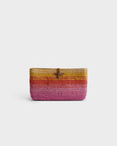 Pochette Kaia in Raffia Multicolor e Pelle Marrone - Borse | 
