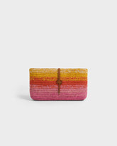 Pochette Kaia in Raffia Multicolor e Pelle Marrone - Borse | 