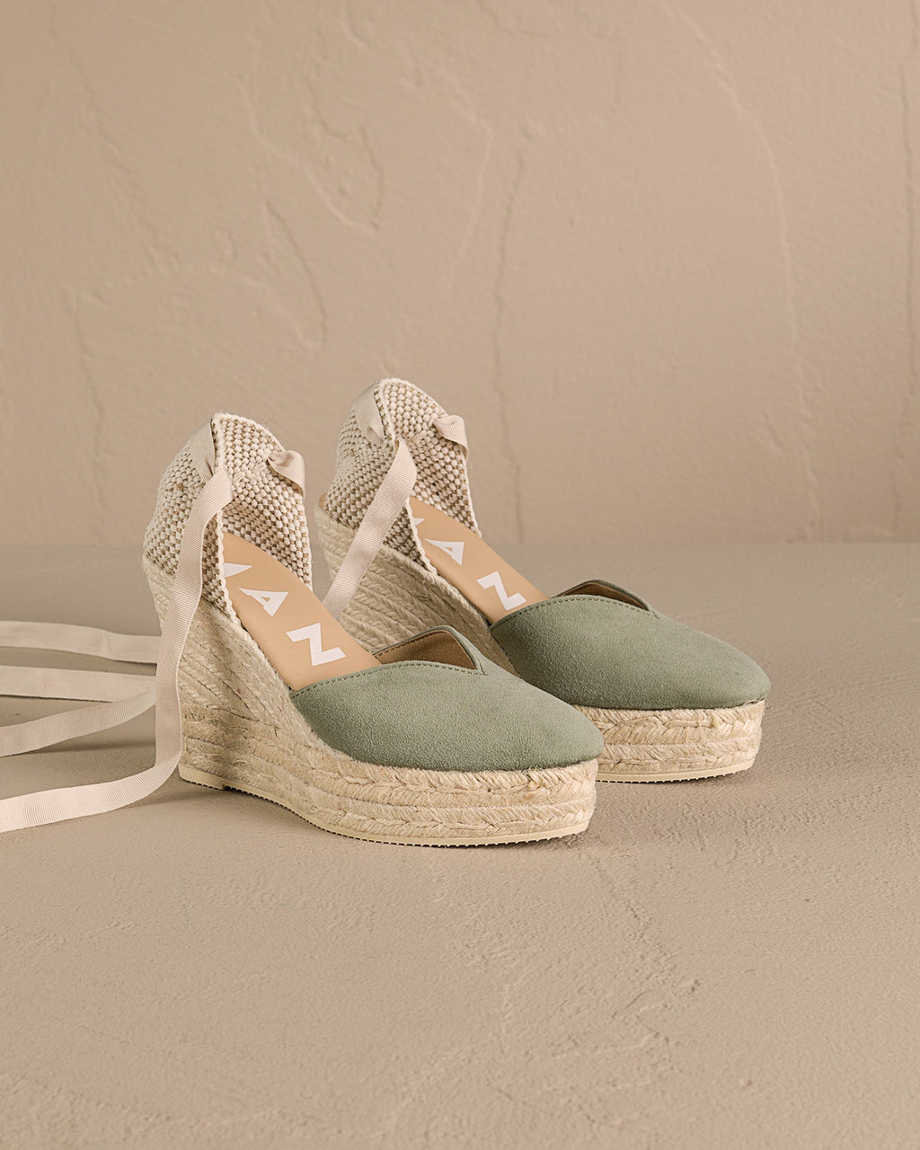 Soft Suede Heart-Shaped|Wedge Espadrilles - Soft Suede Heart-Shaped Wedge Espadrilles Sage