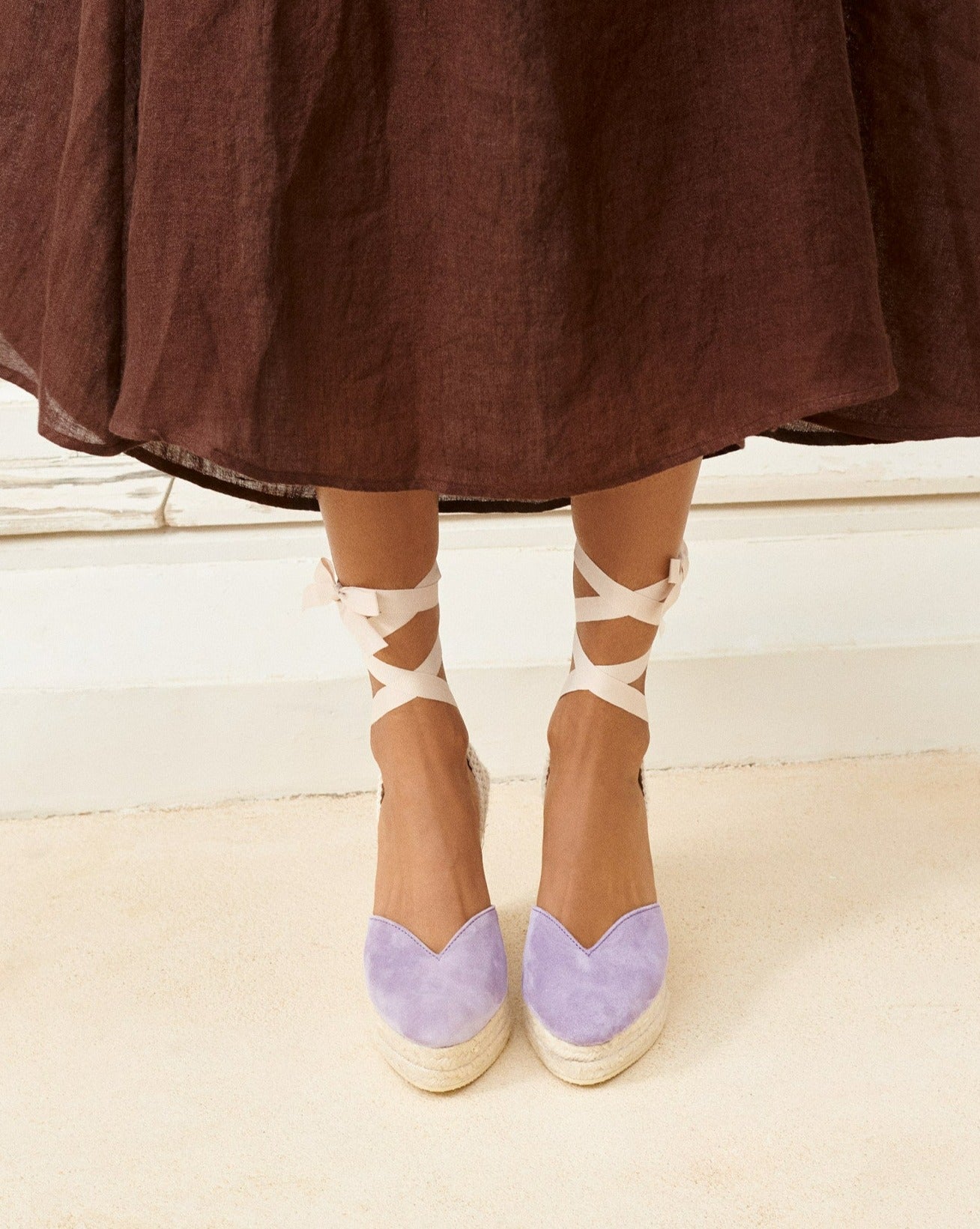 Manebí Soft Suede Heart-Shape|Wedge Espadrilles - Wisteria Lilac