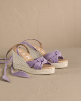 Soft Suede Wedge Espadrilles<br />With Knot - Women’s New Shoes | 