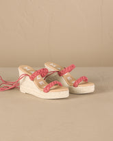 Soft Suede Two Braided Bands<br />Wedge Espadrilles - Women’s Sandals | 