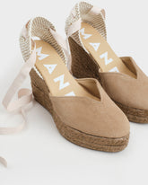 Espadrillas con Zeppa e Scollo a Cuore<br />in Pelle Scamosciata  | 