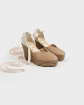 Espadrillas con Zeppa e Scollo a Cuore<br />in Pelle Scamosciata - Espadrillas con Zeppa | 