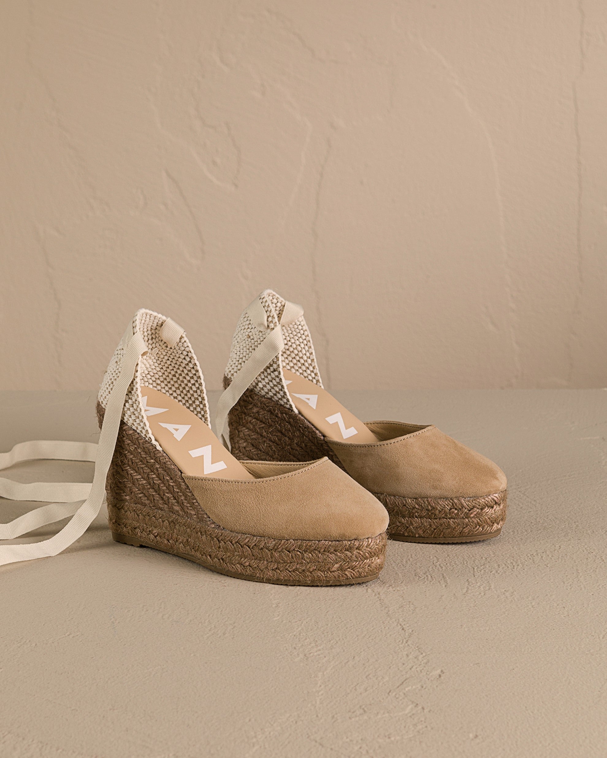 Soft Suede Wedge Espadrilles - Hamptons Vintage Taupe On Tone