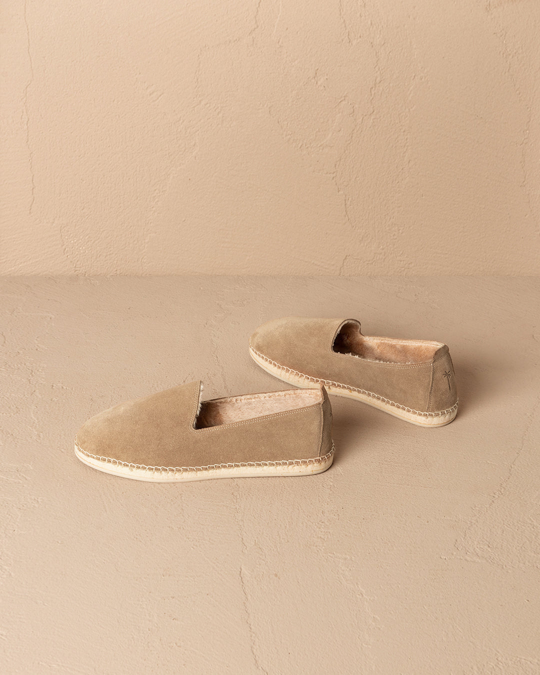 Suede With Faux Fur Flat Espadrilles With Fur - Vintage Taupe
