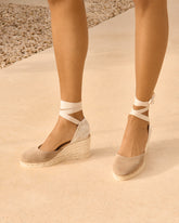 Soft Suede Low Wedge Espadrilles - Women’s Shoes | 