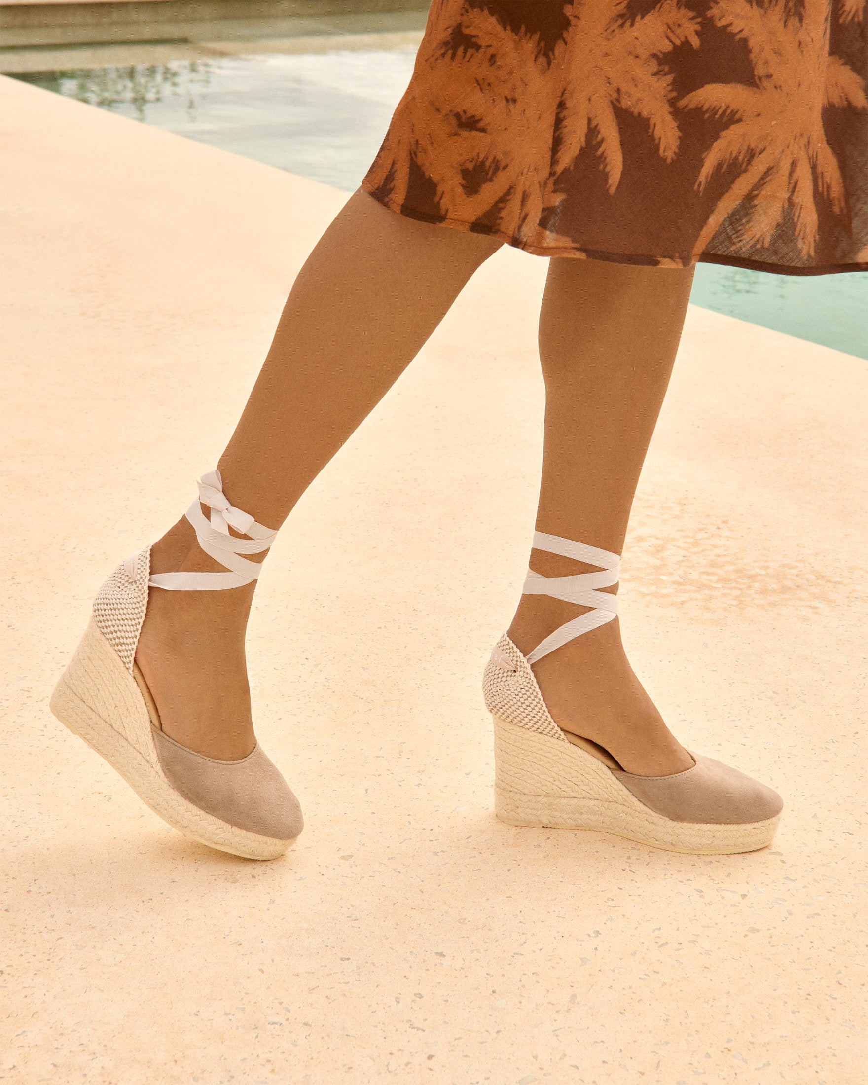 Manebí Soft Suede Wedge Espadrilles - Hamptons Vintage Taupe