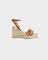 Soft Suede Three Bands Wedge Espadrilles - W34WY - Hamptons - Almond | 