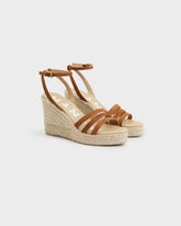 Soft Suede Three Bands Wedge Espadrilles - Women's Shoes | 