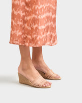 Leather Multi Bands Mule Wedge Espadrilles - Women's Shoes | 