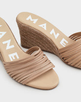 Espadrillas Mule con Zeppa e Fasce Multiple in Pelle  | 