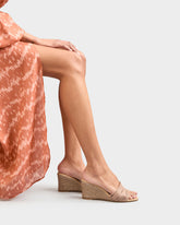 Espadrillas Mule con Zeppa e Fasce Multiple in Pelle  | 