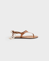 Leather Thongs Sandals With Shell Anklet | 