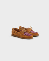 Suede And Cotton Bandana Boat-Shoes - Women's Boat Shoes | 