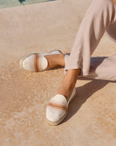Cotton Linen And Silk<br />Raw Fabric With Faux Fur Espadrilles - No Tote | 