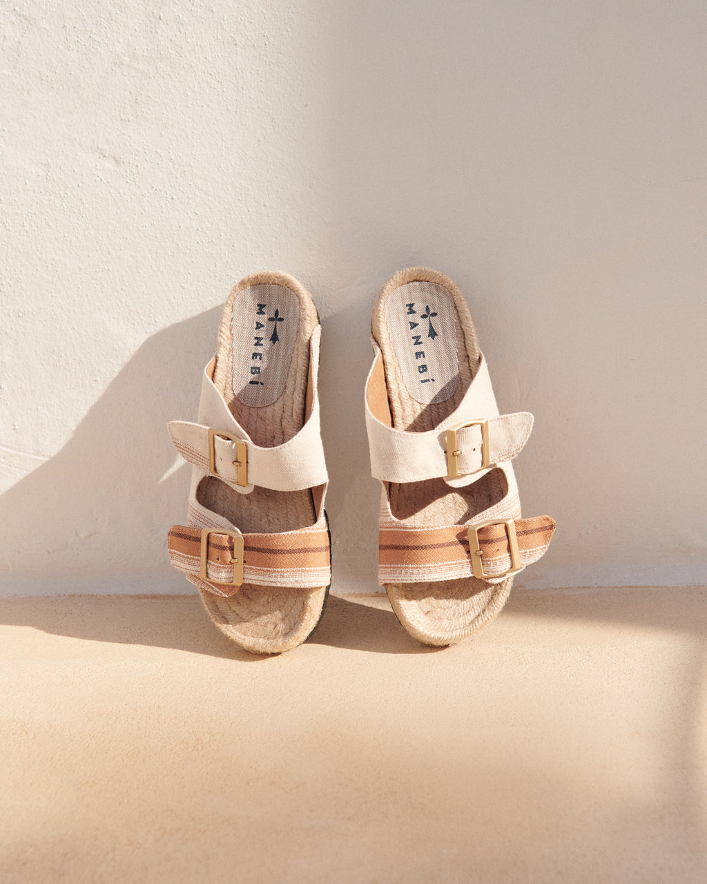 Cotton Linen And Silk Raw Fabric|Nordic Sandals - Rust Macro Stripe