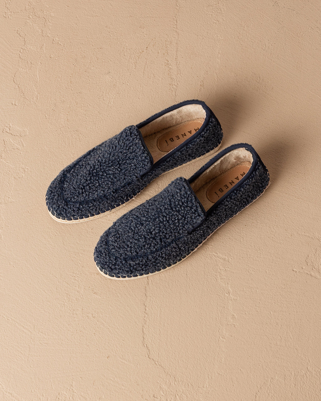 Faux Fur Loafers - Navy Blue