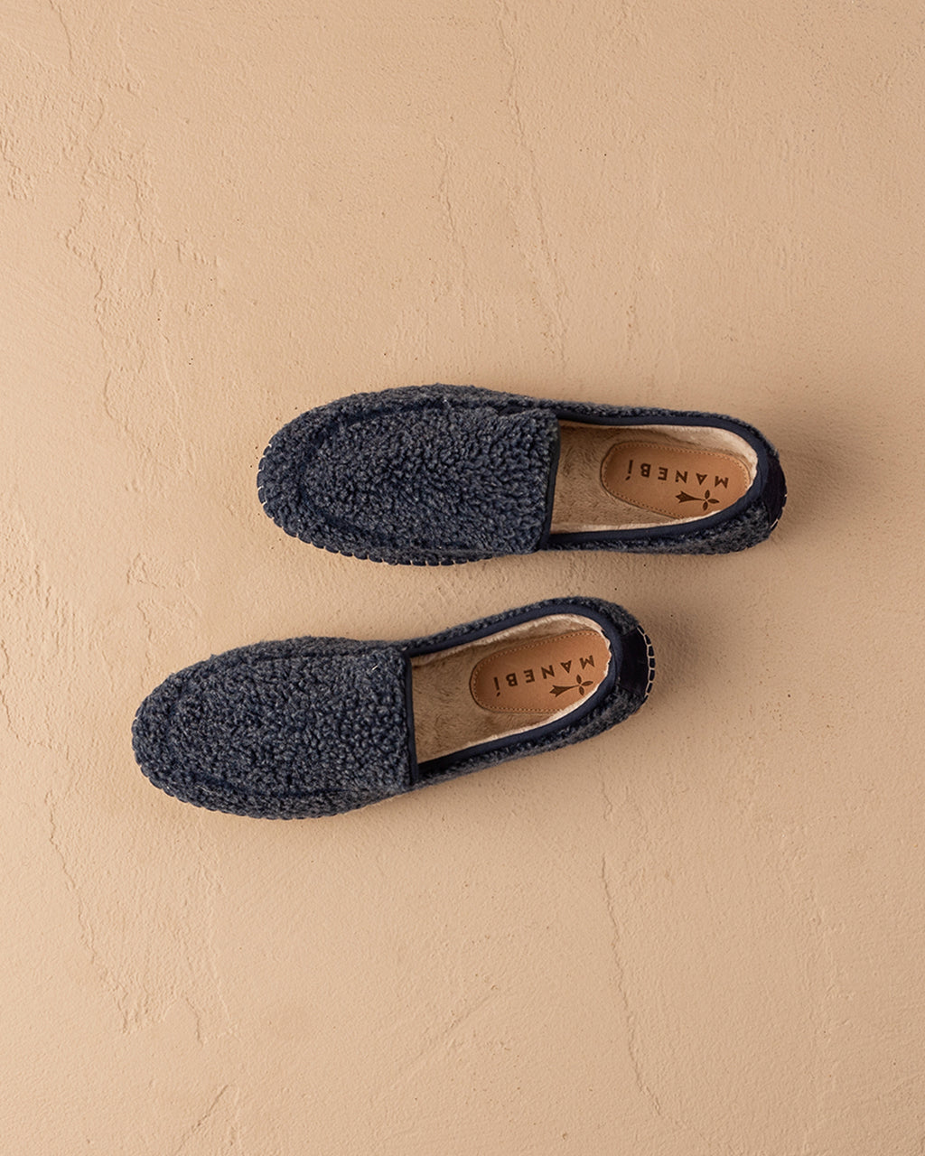 Faux Fur Loafers - Navy Blue