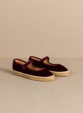 Silk Velvet Flat Ballerina With Strap - Women’s Espadrilles | 