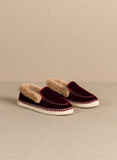 Mocassini Espadrillas<br />in Velluto di Seta con Faux Fur - Collezione Donna | 