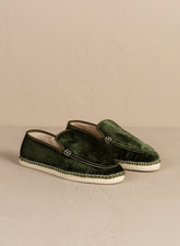 Mocassini Espadrillas<br />in Velluto di Seta con Faux Fur - Scarpe Uomo | 