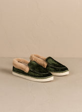 Silk Velvet With Faux Fur Loafers Espadrilles - Women’s Loafers | 