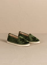 Silk Velvet Flat Espadrilles With Fur - Women’s Espadrilles | 