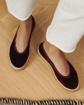 Silk Velvet Flat Ballerina - Monaco Bordeaux | 