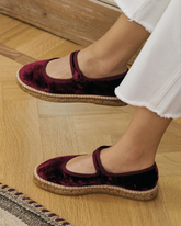 Silk Velvet Flat Ballerina With Strap - Women’s Espadrilles | 