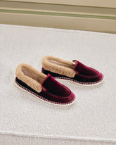 Mocassini Espadrillas<br />in Velluto di Seta con Faux Fur - Collezione Donna | 