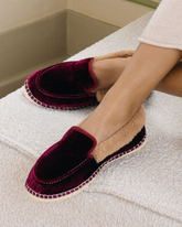 Mocassini Espadrillas<br />in Velluto di Seta con Faux Fur - Collezione Donna | 