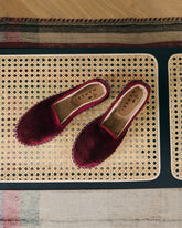 Silk Velvet Flat Espadrilles With Fur - Summer Holiday Promo | 