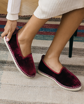 Silk Velvet Flat Espadrilles With Fur - Women’s Espadrilles | 