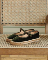 Silk Velvet Flat Ballerina With Strap - Women’s Espadrilles | 