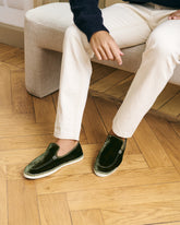 Mocassini Espadrillas<br />in Velluto di Seta con Faux Fur - Scarpe Uomo | 