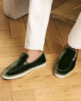 Mocassini Espadrillas<br />in Velluto di Seta con Faux Fur - Scarpe Uomo | 