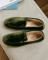 Mocassini Espadrillas<br />in Velluto di Seta con Faux Fur - Scarpe Uomo | 