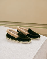 Mocassini Espadrillas<br />in Velluto di Seta con Faux Fur - Scarpe | 