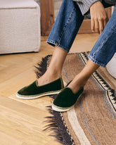 Silk Velvet Flat Espadrilles With Fur - Summer Holiday Promo | 