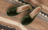 Silk Velvet Flat Espadrilles With Fur - Women's Collection | 