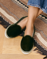 Silk Velvet Flat Espadrilles With Fur | 