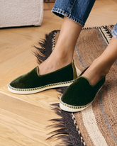 Silk Velvet Flat Espadrilles With Fur - Women’s Espadrilles | 