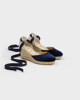 Velvet Low Wedge Espadrilles - Women's Shoes | 