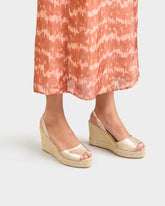 Metallic Leather Slingback Wedge Espadrilles - Wedge Espadrilles | 